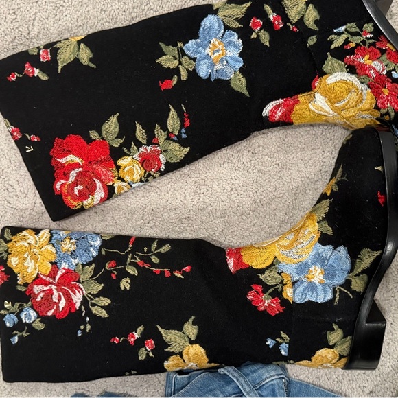 Larroude Black Floral Heeled Boots - Picture 3 of 5